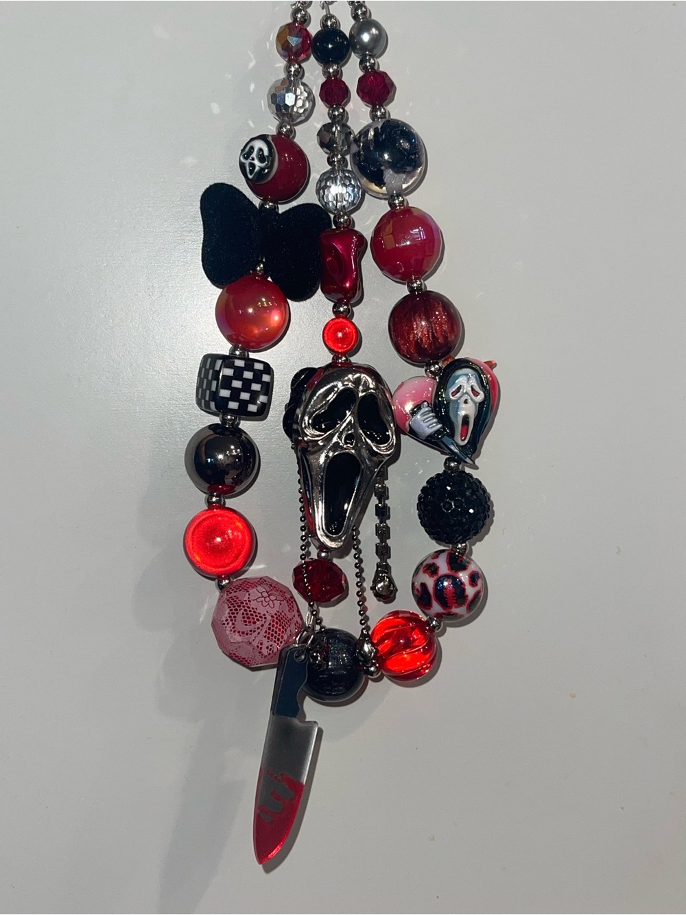 Handmade One-of-a-Kind Ghostface Bag Charm Keychain Horror Core
